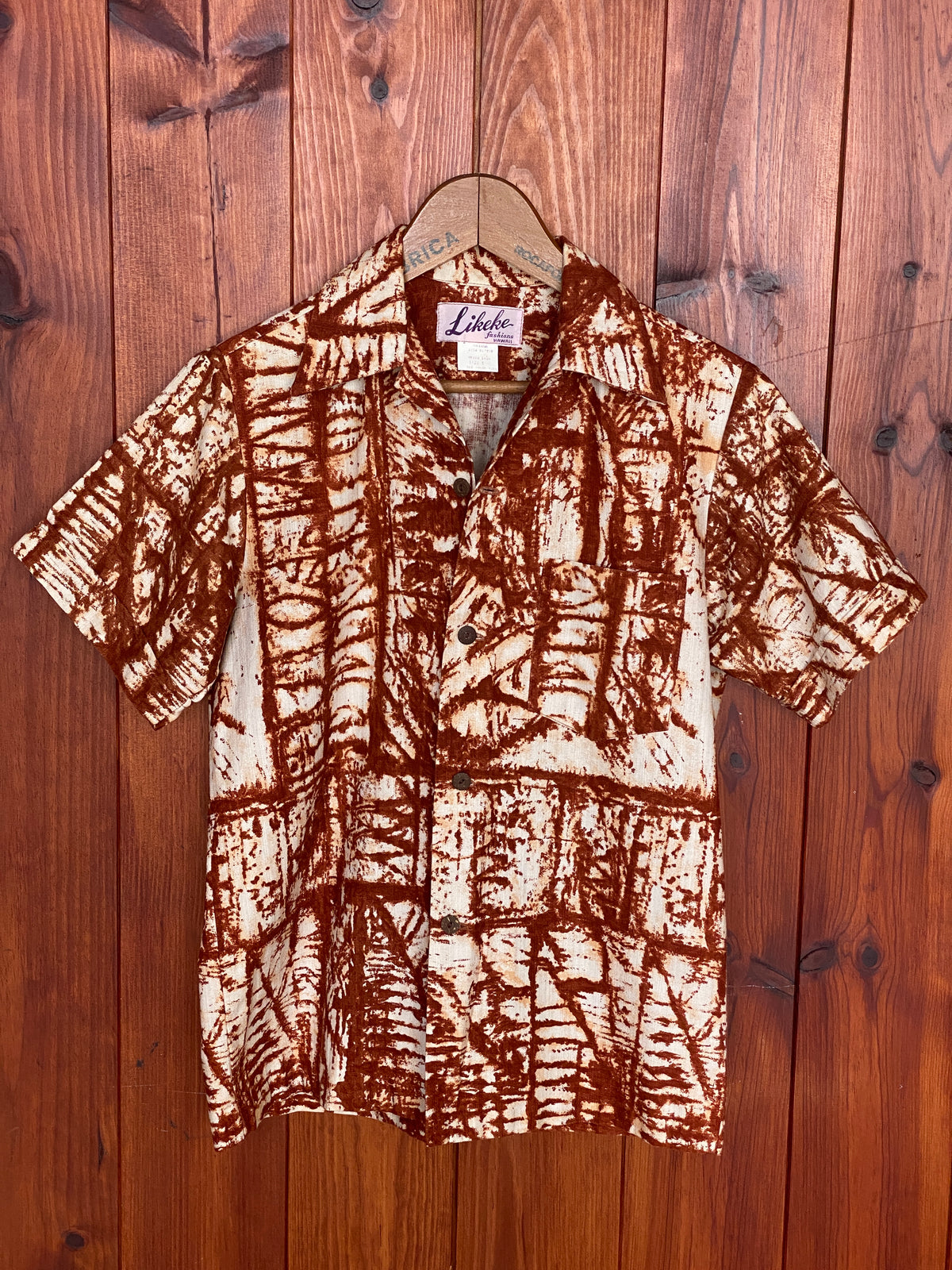 Small. Vintage 70s Hawaiian Barkcloth cotton shirt-AJ357 Studio