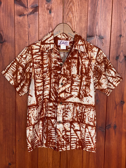 Small. Vintage 70s Hawaiian Barkcloth cotton shirt-AJ357 Studio