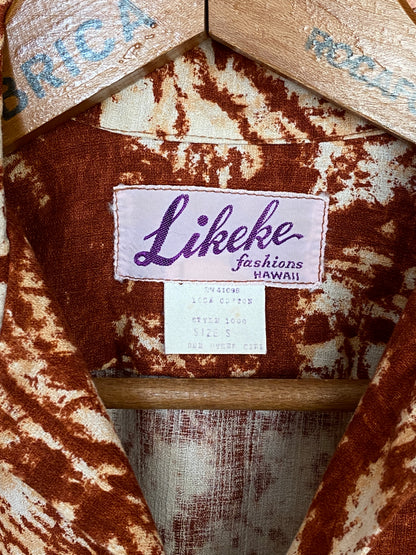 Small. Vintage 70s Hawaiian Barkcloth cotton shirt-AJ357 Studio