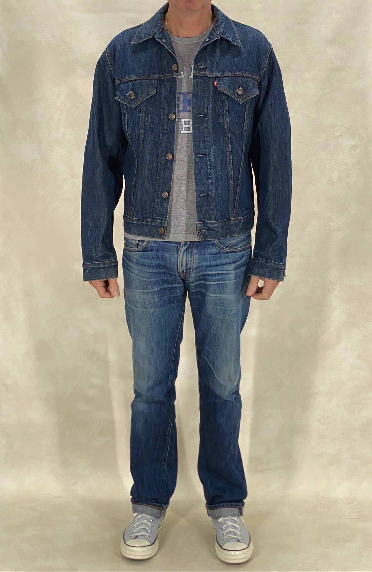 Size 44US / 54EU Guns N Roses Vintage 70s Levi’s Denim Jacket – 2 Pockets – Made in USA-AJ357 Studio