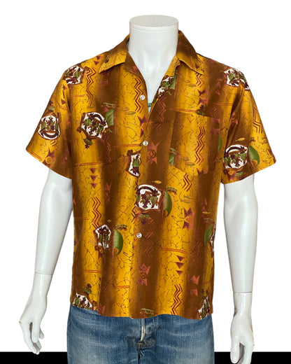 Medium Size Vintage 90s Hawaiian Satin Cotton Shirt - Retro Tropical Collectible-AJ357 Studio