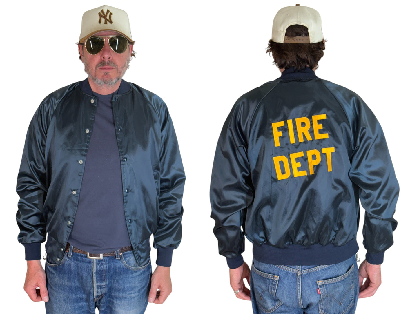 Size Small. Vintage Satin 80s Fire Dept satin Jacket Made In USA - USA Vintage Bcn