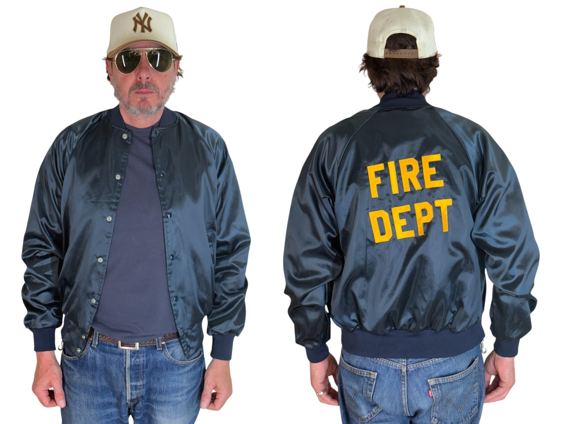 Size Small. Vintage Satin 80s Fire Dept satin Jacket Made In USA - USA Vintage Bcn