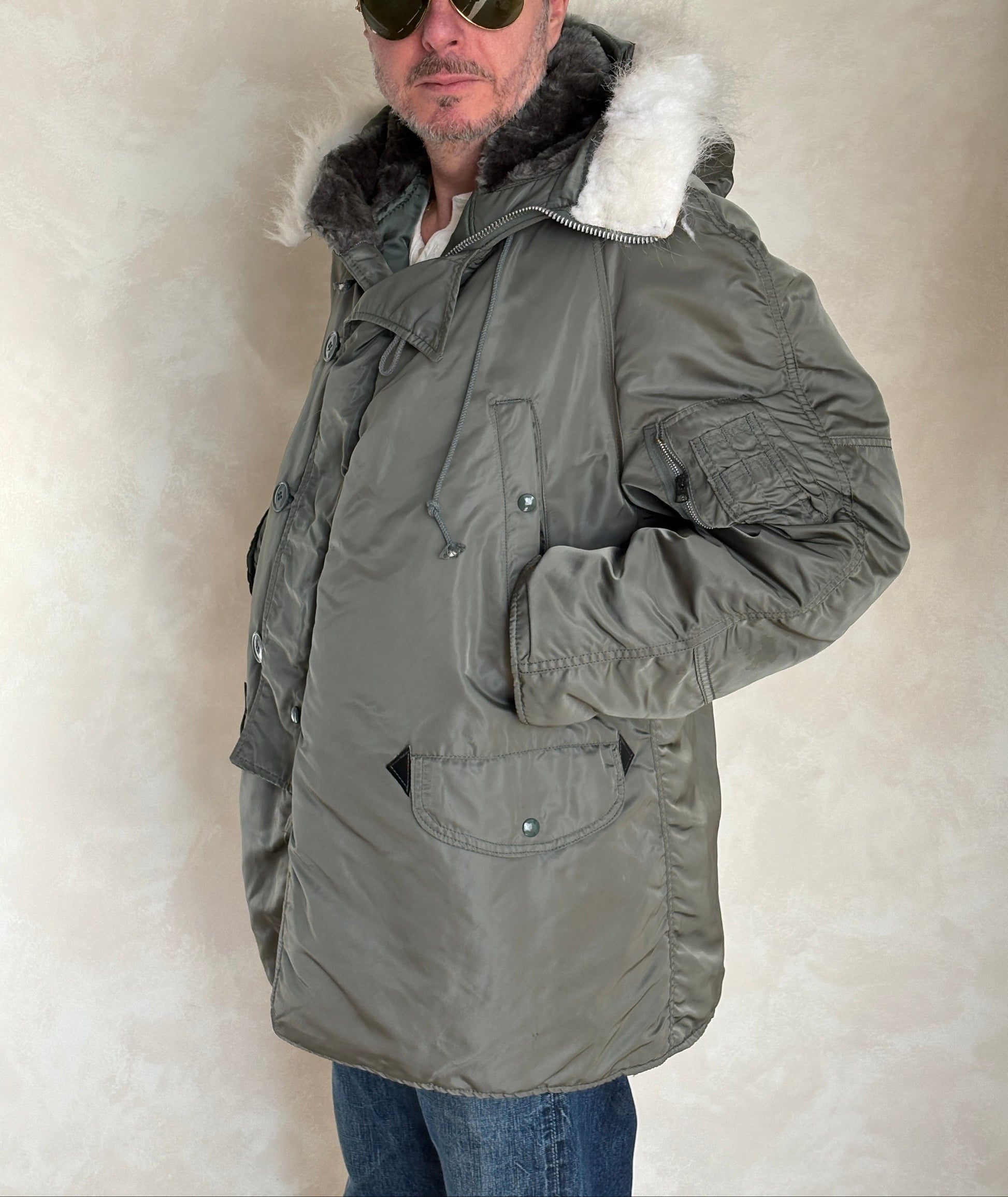 Alpha Industries N-3B Flight Jacket Parka — Extreme Cold Weather — Size Large-AJ357 Studio-AJ357 Studio