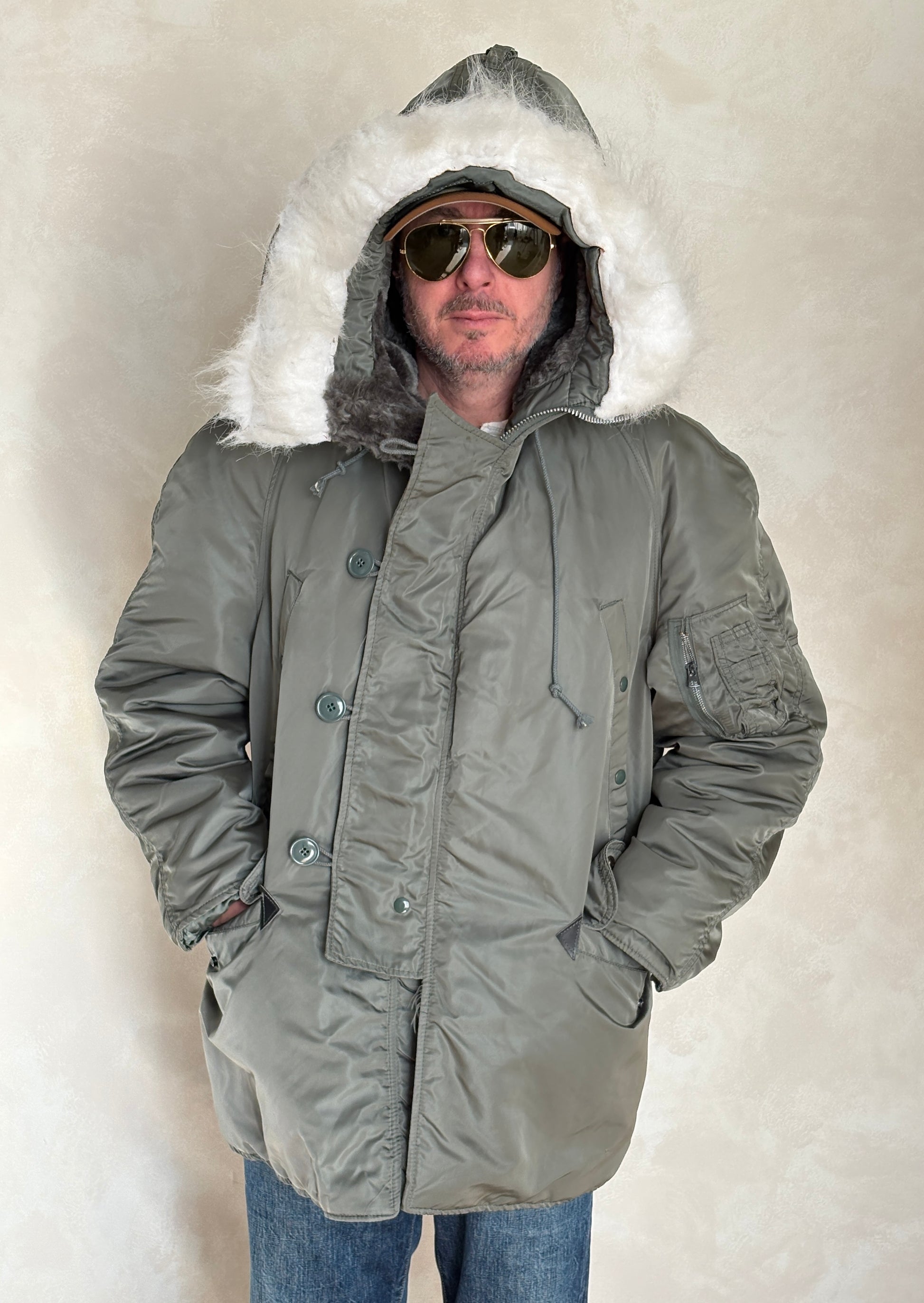 Alpha Industries N-3B Flight Jacket Parka — Extreme Cold Weather — Size Large-AJ357 Studio-AJ357 Studio