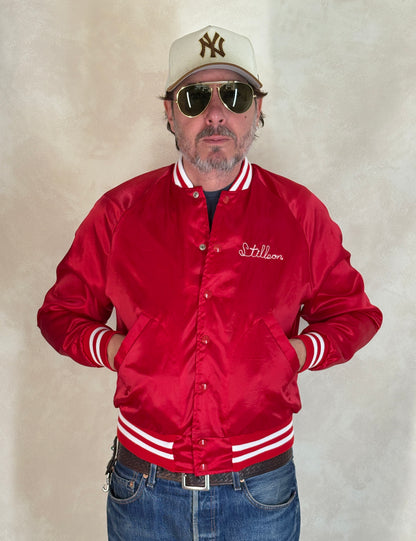 Size Small. Vintage 80s Satin Jacket Made In USA by Aristo Jack-AJ357 Studio