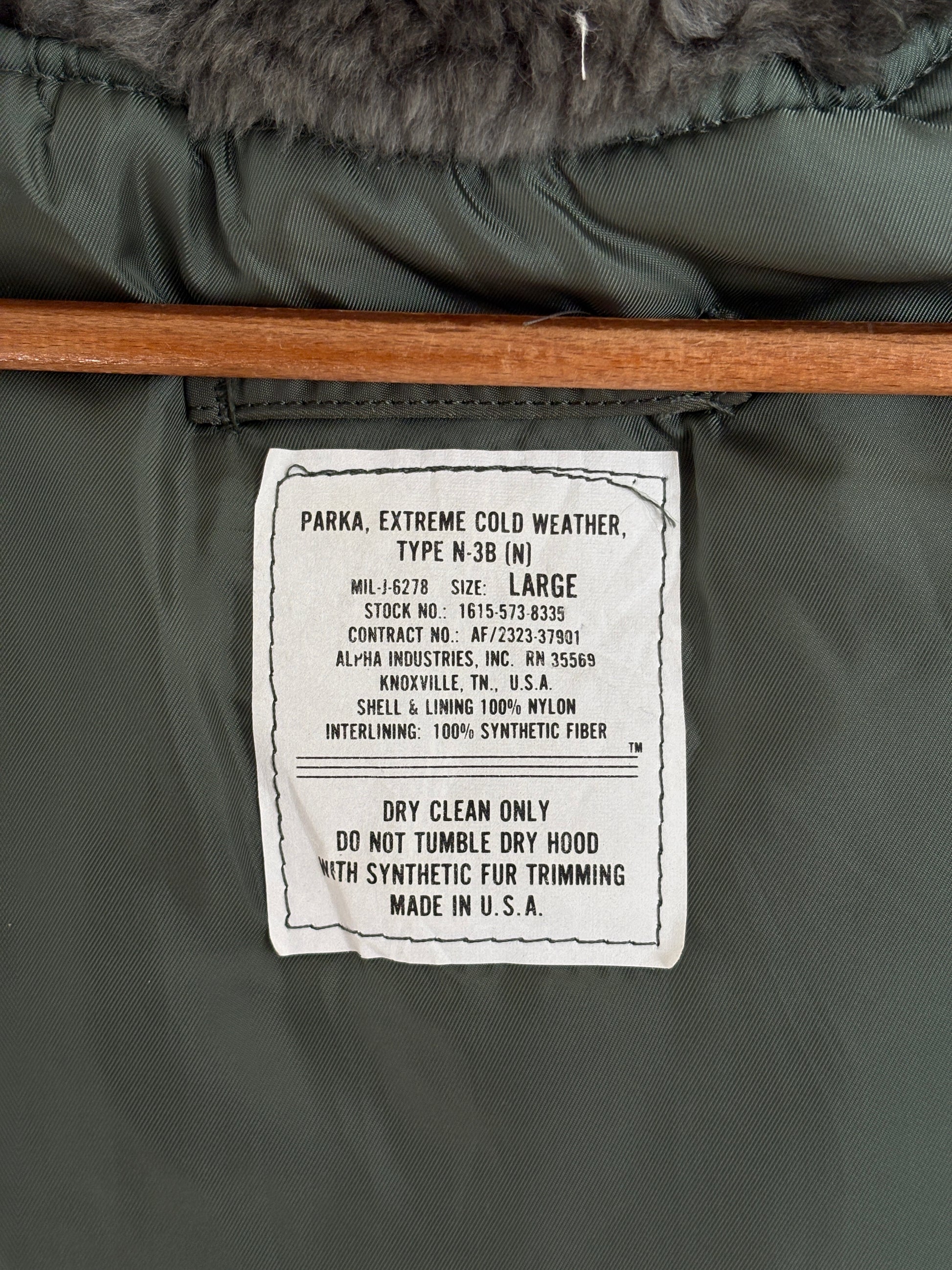 Alpha Industries N-3B Flight Jacket Parka — Extreme Cold Weather — Size Large-AJ357 Studio-AJ357 Studio