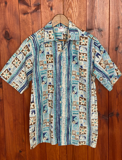 Large. Vintage 70s Hawaiian cotton shirt Made in USA-AJ357 Studio