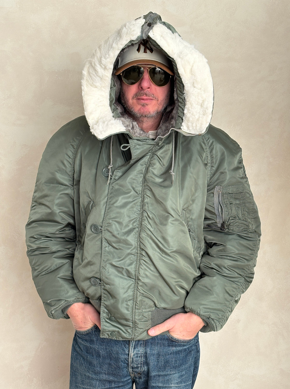 XL. Alpha industries N-2B Flight Jacket – Vintage Extreme Cold Weather Flyer Coat. Made in USA-AJ357 Studio