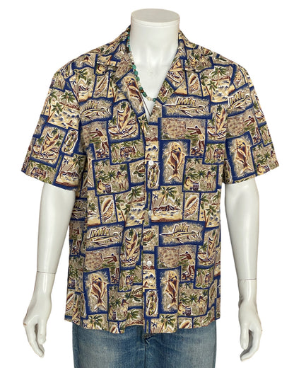Large Vintage 80s Hawaiian Thin Cotton Shirt | Retro Island Style-AJ357 Studio
