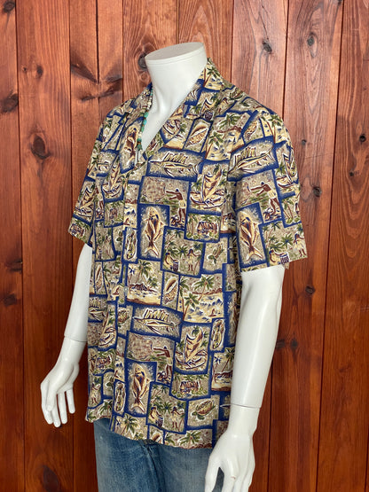 Large Vintage 80s Hawaiian Thin Cotton Shirt | Retro Island Style-AJ357 Studio