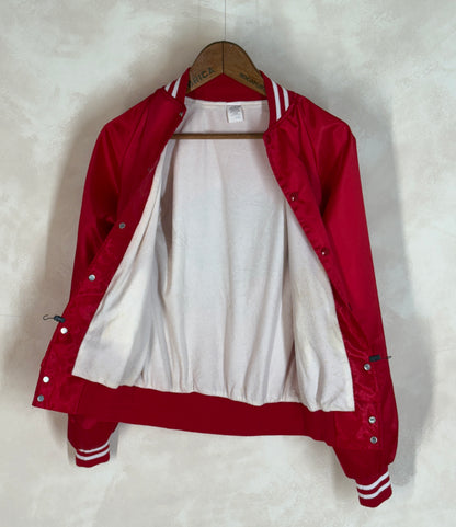 Size Small. Vintage 80s Red Satin Jacket Made In USA-AJ357 Studio