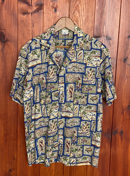 Large Vintage 80s Hawaiian Thin Cotton Shirt | Retro Island Style-AJ357 Studio