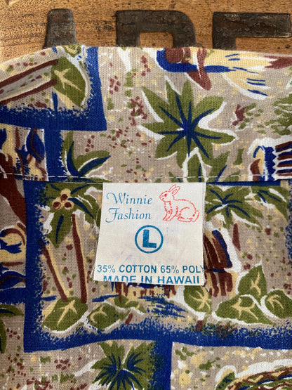 Large Vintage 80s Hawaiian Thin Cotton Shirt | Retro Island Style-AJ357 Studio