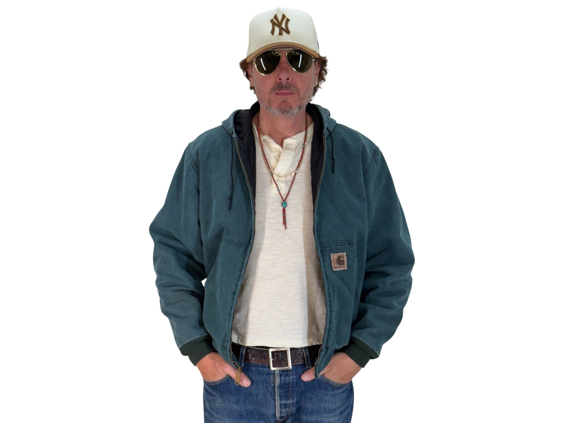 Size Med. 90s Green Vintage hooded Carhartt jacket Made in USA - USA Vintage Bcn