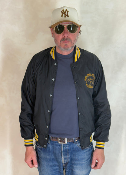 Size Small. Vintage black Satin Jacket Made In USA-AJ357 Studio