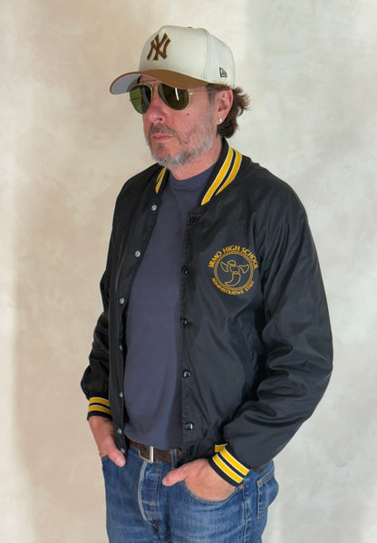 Size Small. Vintage black Satin Jacket Made In USA-AJ357 Studio