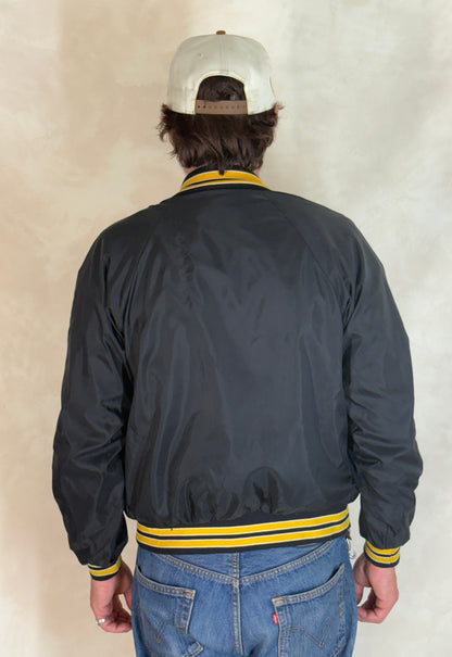 Size Small. Vintage black Satin Jacket Made In USA-AJ357 Studio
