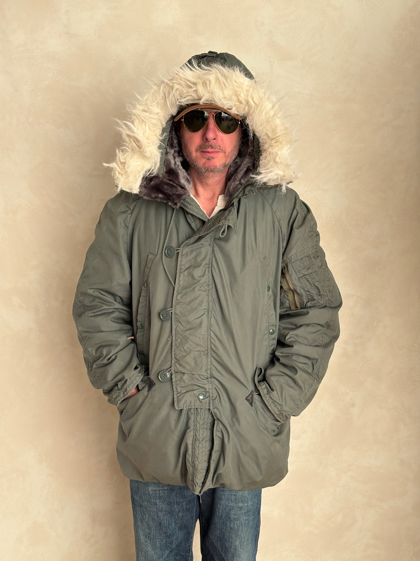 Authentic 1981 US Air Force N-3B Flight Jacket Parka — Extreme Cold Weather — Size Medium