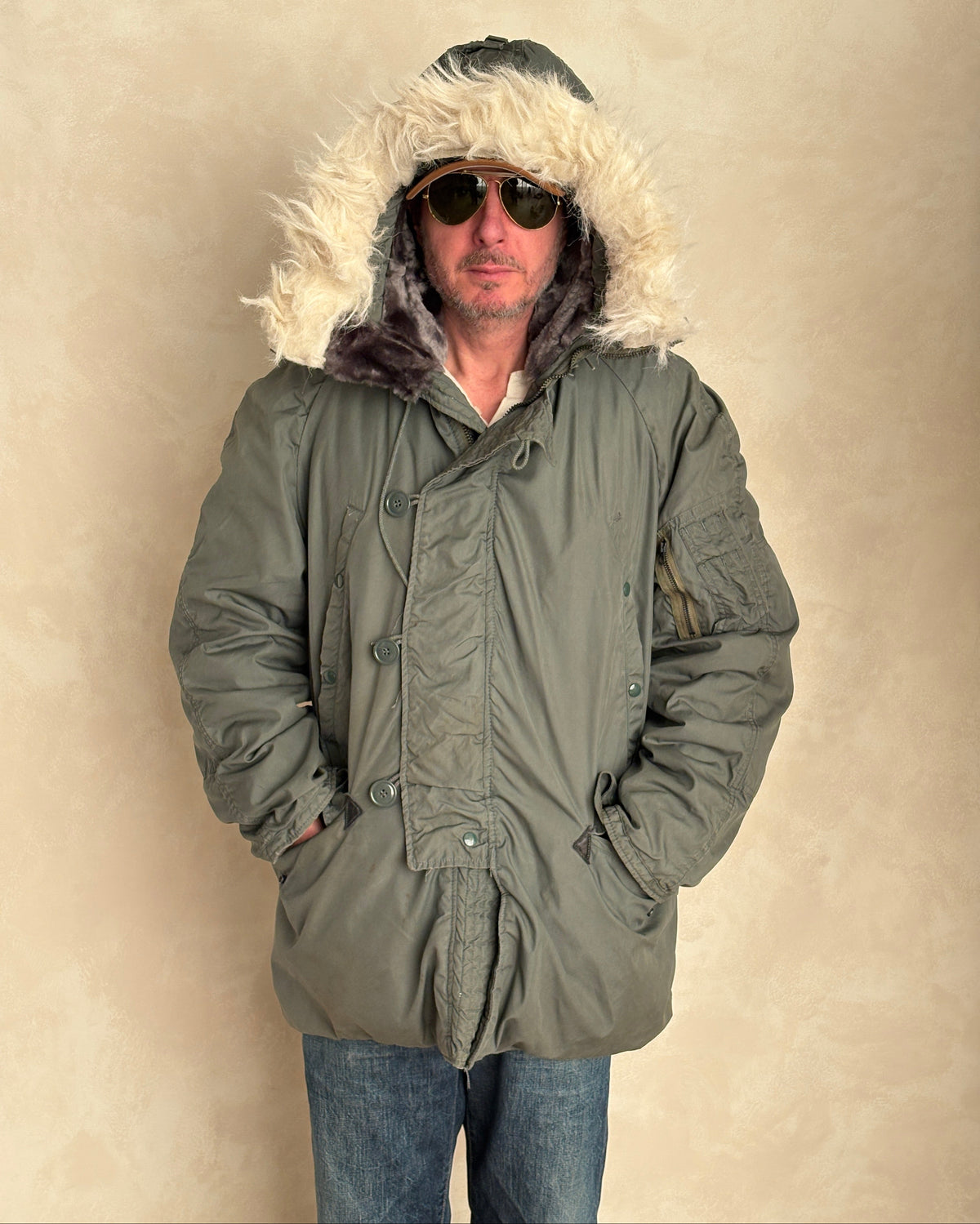 Authentic 1981 US Air Force N-3B Flight Jacket Parka — Extreme Cold Weather — Size Medium-AJ357 Studio