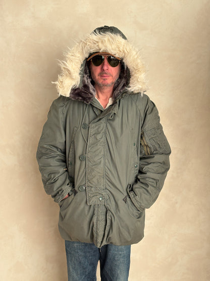 Authentic 1981 US Air Force N-3B Flight Jacket Parka — Extreme Cold Weather — Size Medium