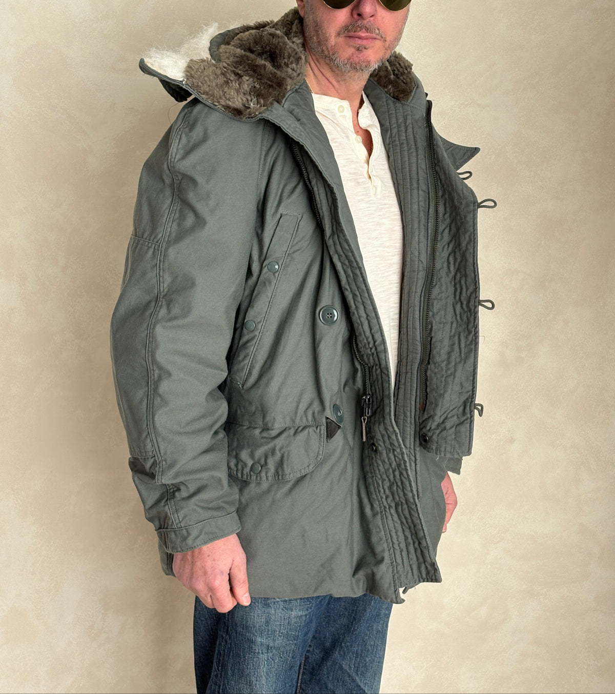 Authentic 1982 US Air Force N-3B Flight Jacket Parka — Extreme Cold Weather — Size Medium-AJ357 Studio