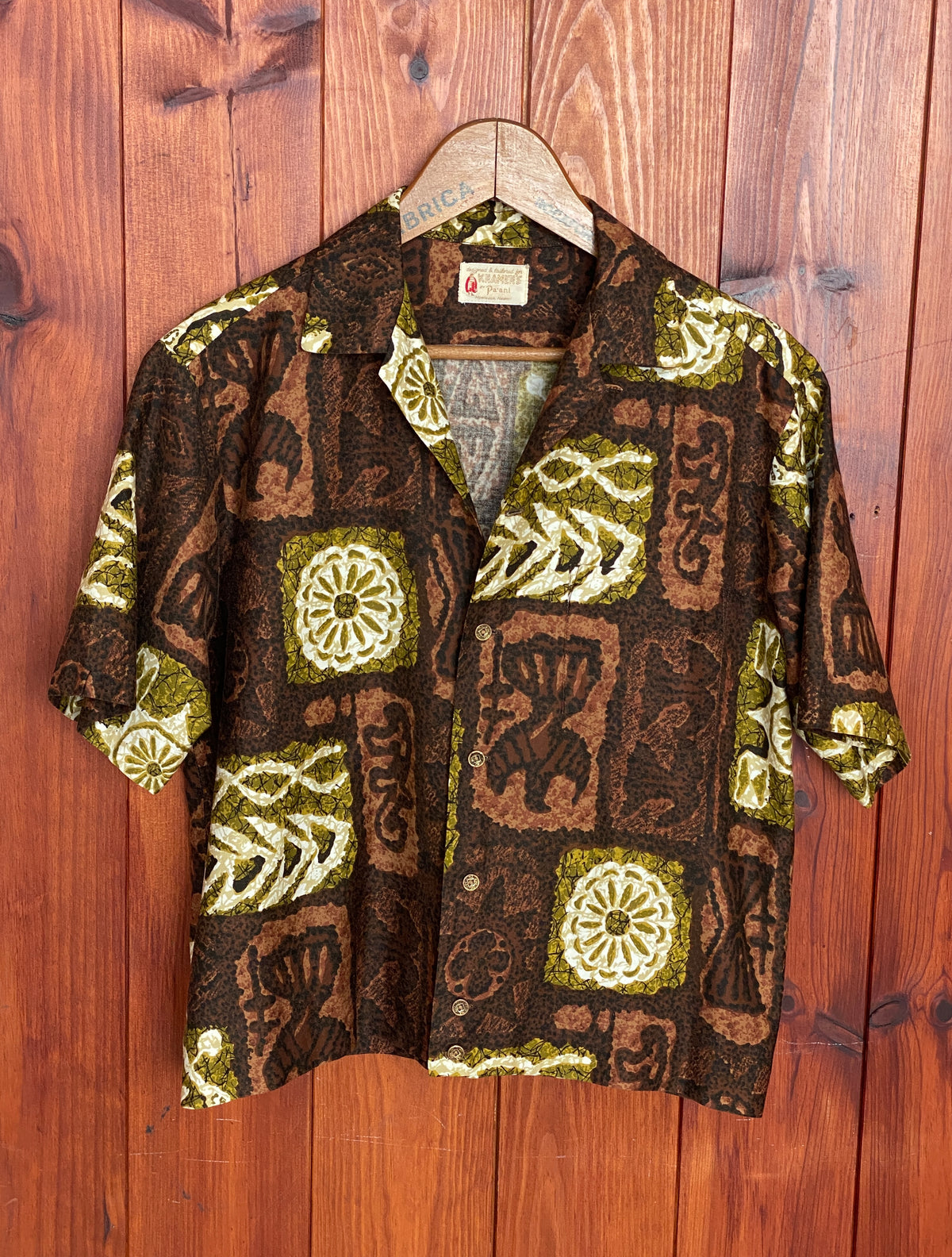 Large . Vintage 60s Hawaiian satin cotton shirt Made in Hawaii-AJ357 Studio