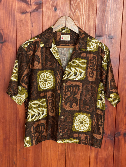 Large . Vintage 60s Hawaiian satin cotton shirt Made in Hawaii-AJ357 Studio