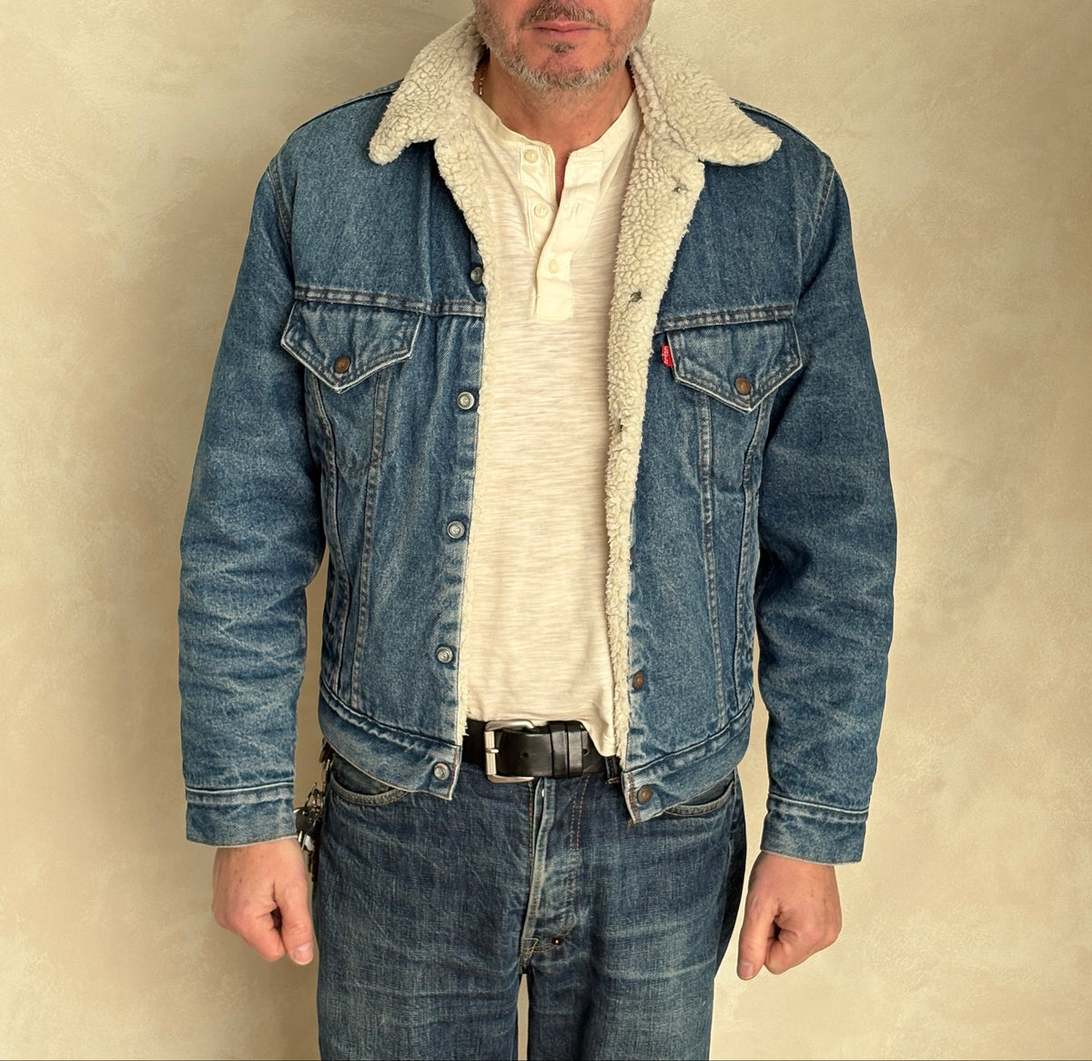 Size 40US / 50EU. 4 pockets 80s Vintage Levis fleece Jacket Made in USA.-AJ357 Studio