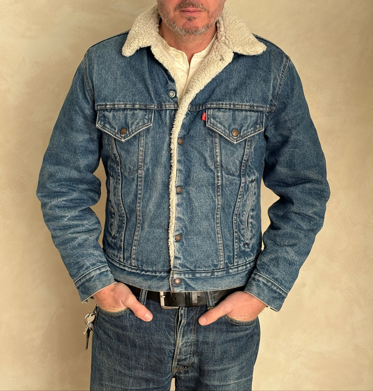 Size 40US / 50EU. 4 pockets 80s Vintage Levis fleece Jacket Made in USA.-AJ357 Studio
