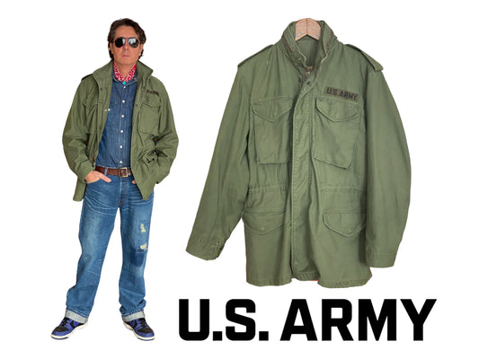 Authentic 1985 US Army M-65 field jacket, vintage military coat in size Small Long