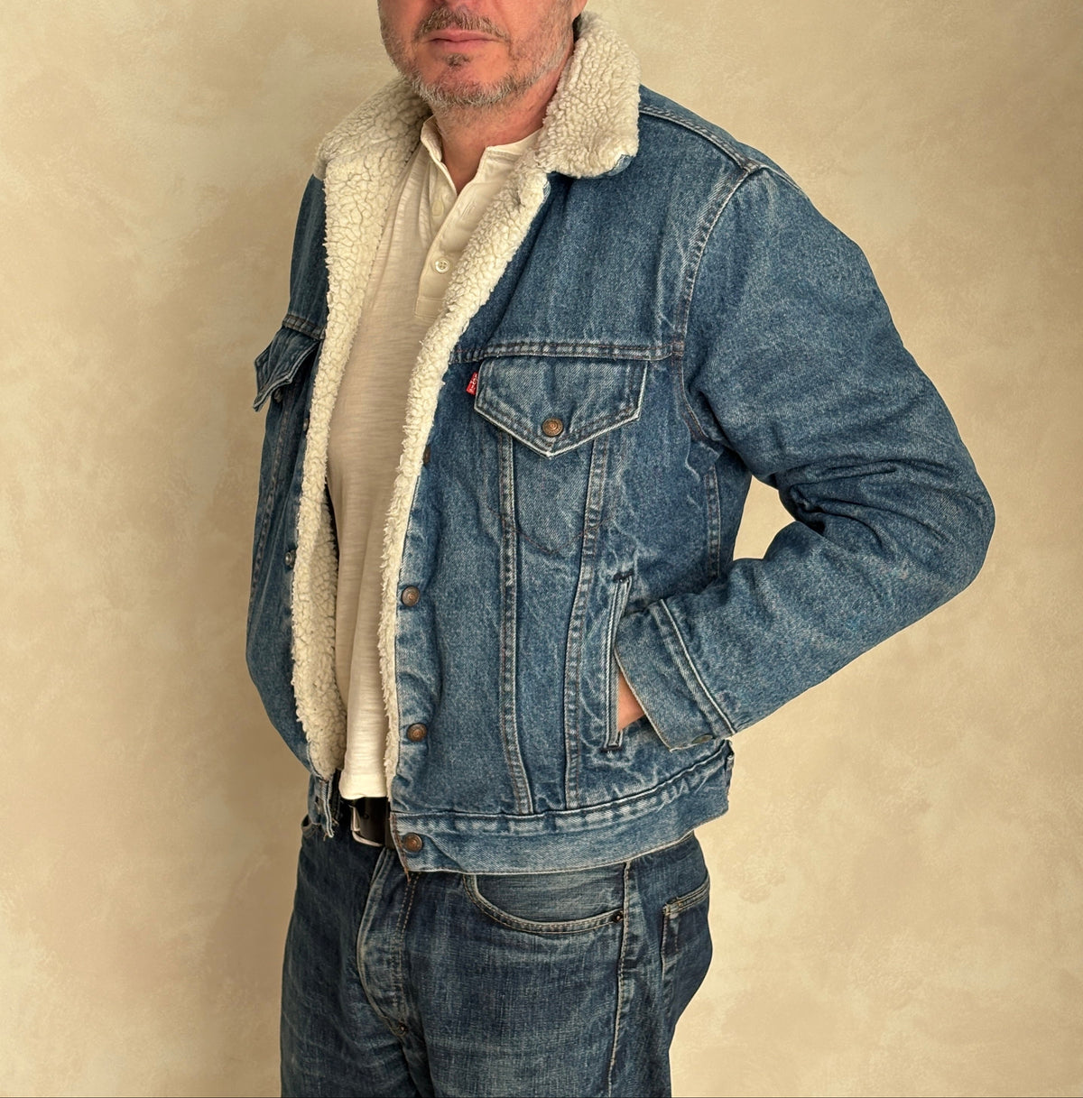 Size 40US / 50EU. 4 pockets 80s Vintage Levis fleece Jacket Made in USA.-AJ357 Studio