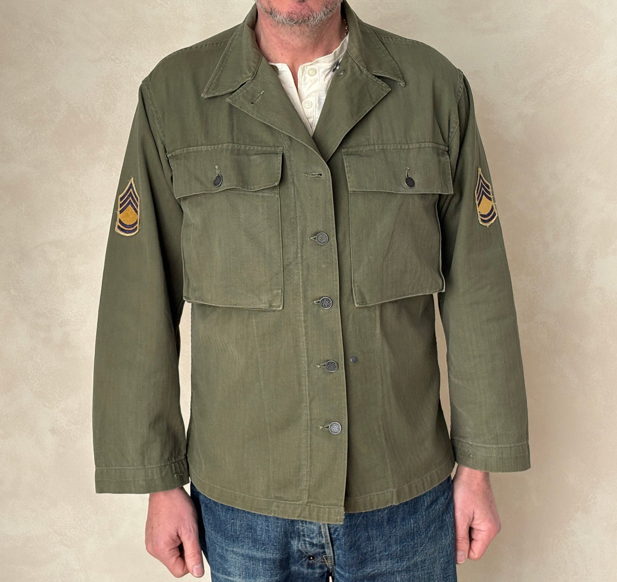 Vintage WW2 US Army 2nd Pattern HBT 13 Stars Button Combat Shirt/Jacket-AJ357 Studio