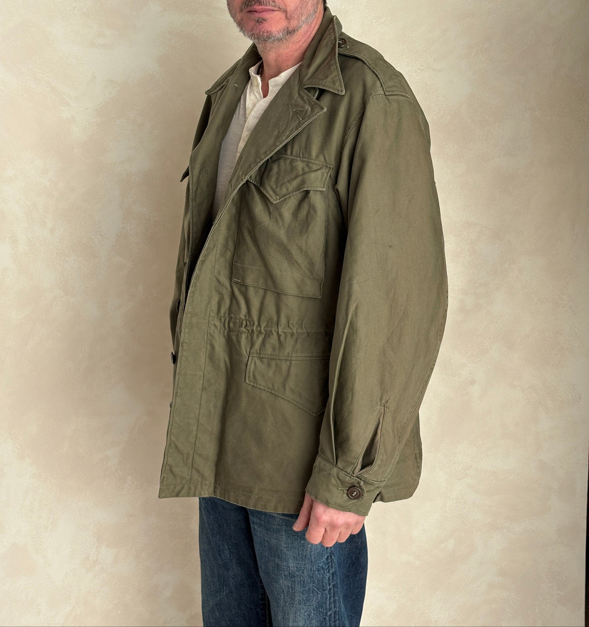 38 Reg Authentic US Army M-43 Field Jacket – OG-107 – Vintage Military Issue Made USA-AJ357 Studio