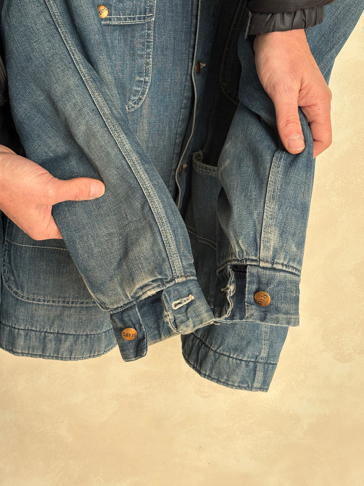 Vintage Sears Denim Chore Jacket – Lined – Made in USA – Size Large – 1970s Workwear Style-AJ357 Studio