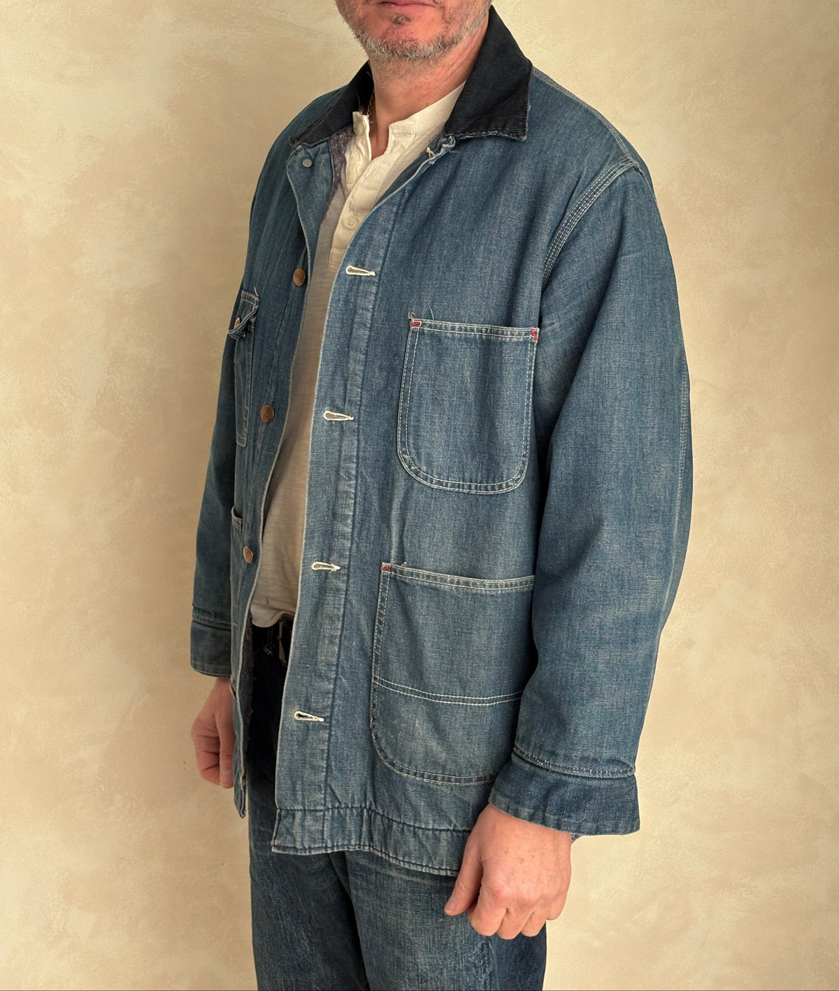 Vintage Sears Denim Chore Jacket – Lined – Made in USA – Size Large – 1970s Workwear Style-AJ357 Studio