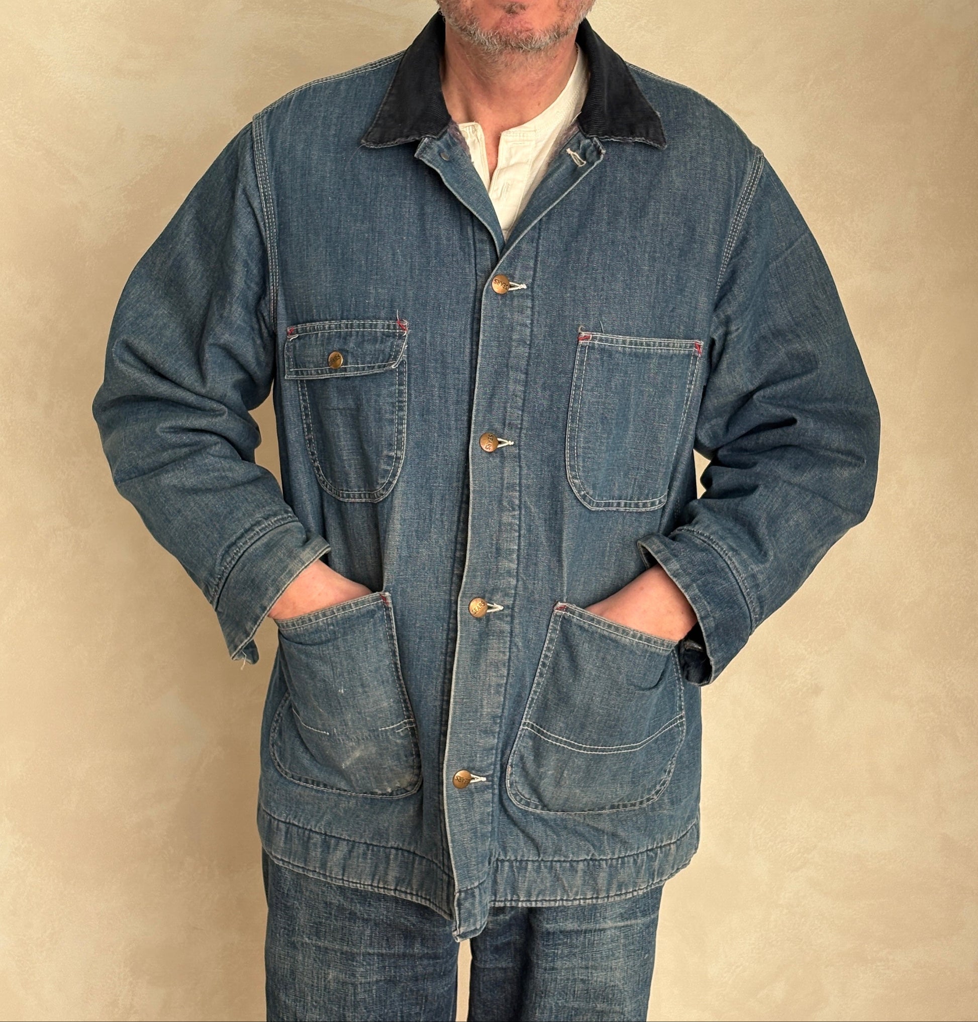 Vintage 1970s Sears Denim Chore Jacket | Lined Made in USA