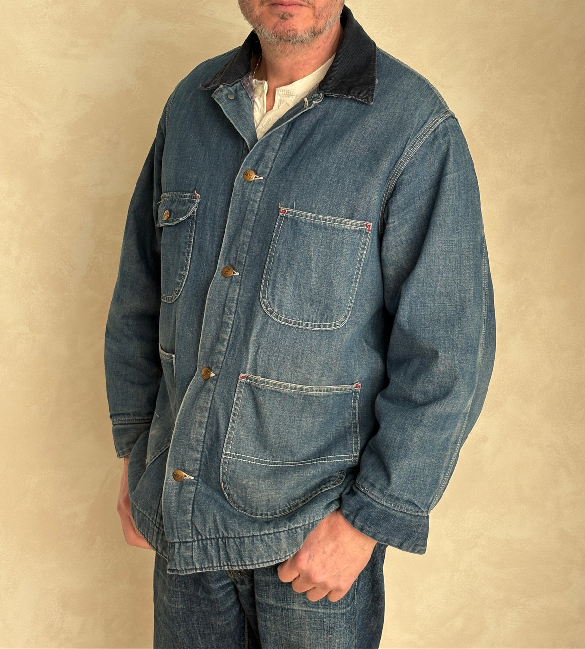 Vintage Sears Denim Chore Jacket – Lined – Made in USA – Size Large – 1970s Workwear Style-AJ357 Studio