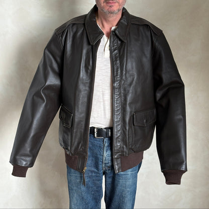 Willis & Geiger Type A-2 Leather Flight Jacket - USA Made - Dark Brown - Size 48T (Tall)-AJ357 Studio-AJ357 Studio
