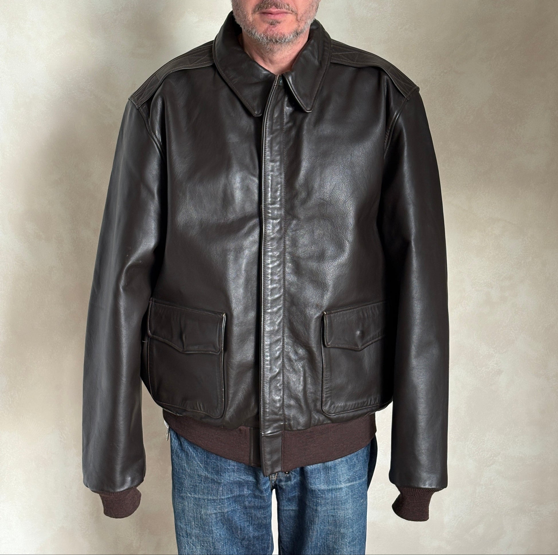 Willis & Geiger Type A-2 Leather Flight Jacket - USA Made - Dark Brown - Size 48T (Tall)-AJ357 Studio-AJ357 Studio