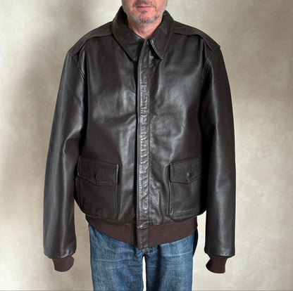 Willis & Geiger Type A-2 Leather Flight Jacket - USA Made - Dark Brown - Size 48T (Tall)-AJ357 Studio-AJ357 Studio