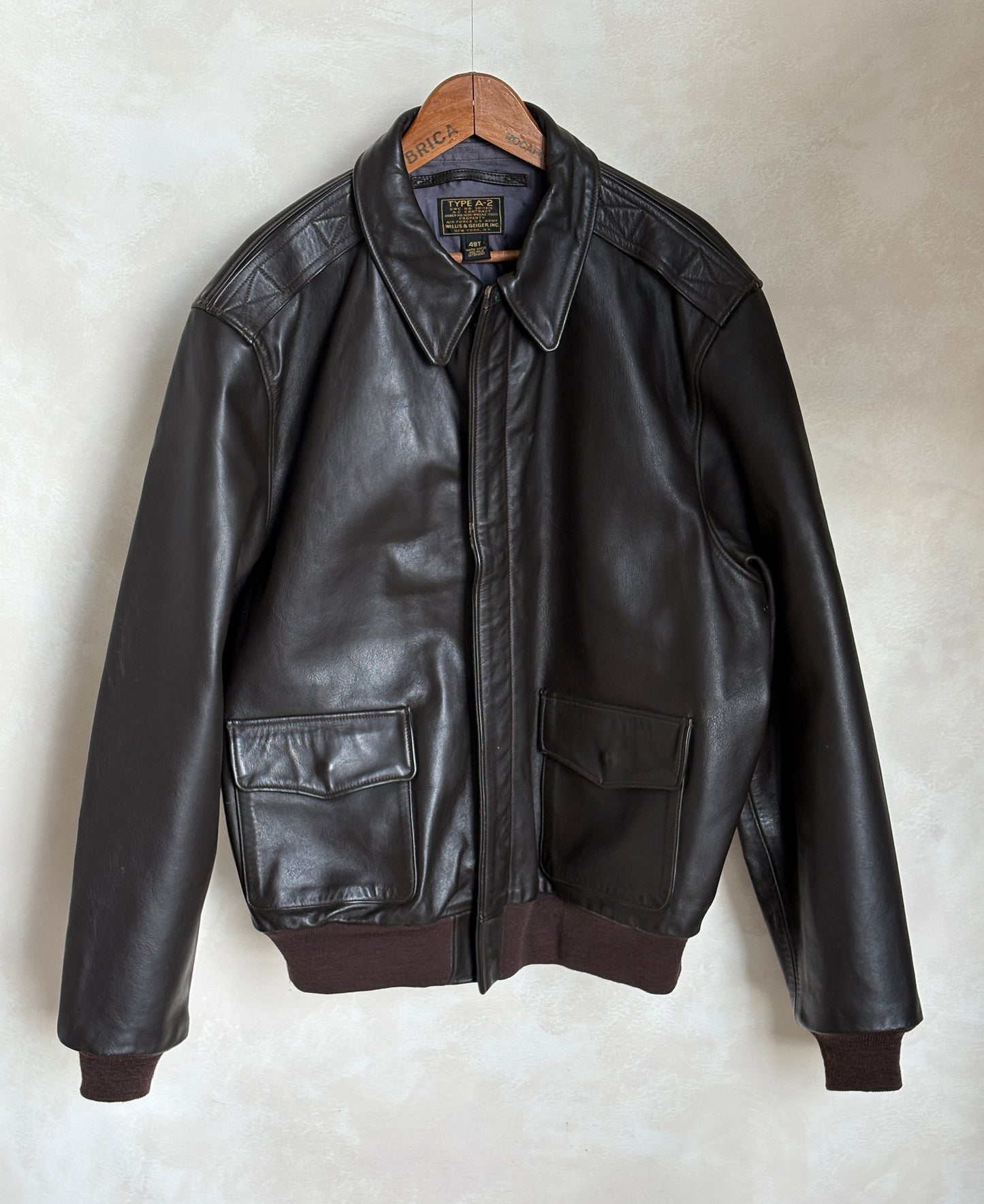 Willis & Geiger Type A-2 Leather Flight Jacket - USA Made - Dark Brown - Size 48T (Tall)-AJ357 Studio-AJ357 Studio