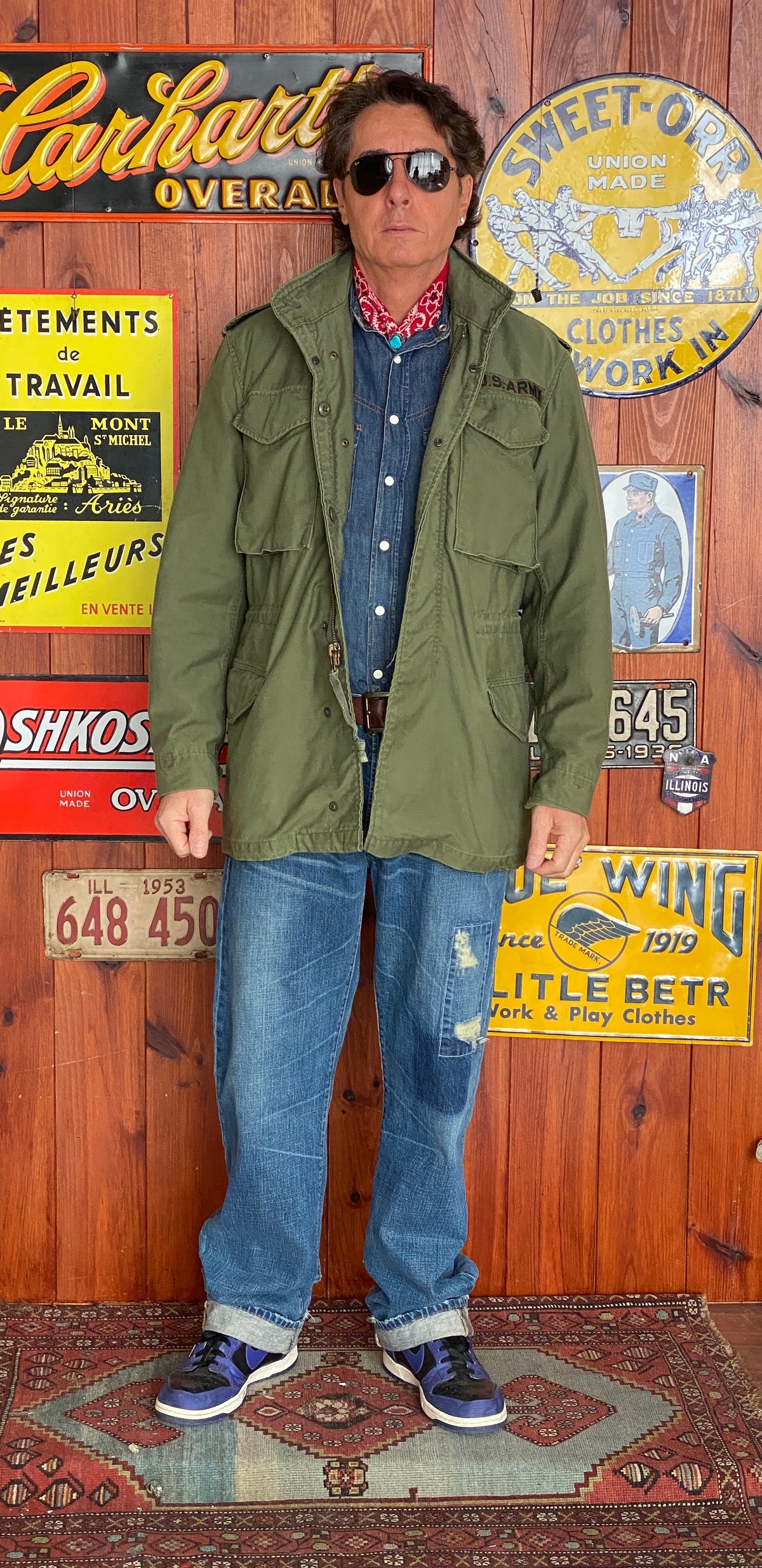 Small long. Authentic 1985 US Army Vintage M-65 field jacket-AJ357 Studio