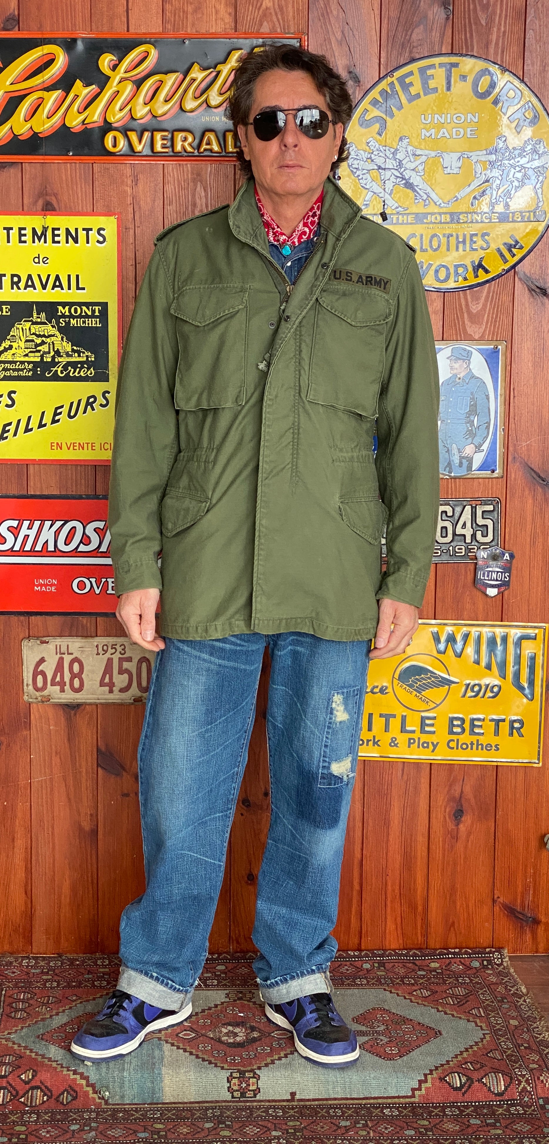 Authentic 1985 US Army M-65 field jacket, vintage military coat in size Small Long