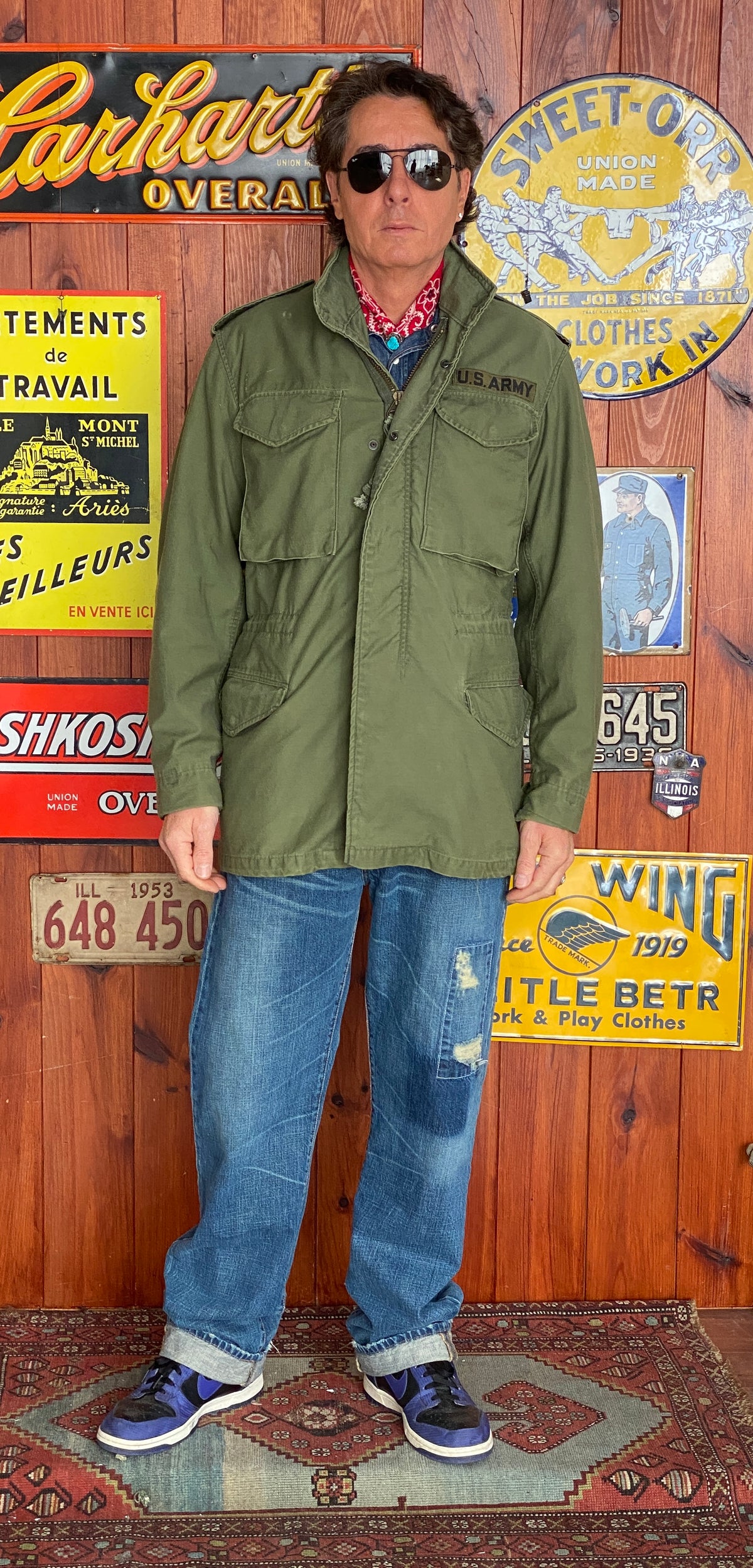 Small long. Authentic 1985 US Army Vintage M-65 field jacket-AJ357 Studio