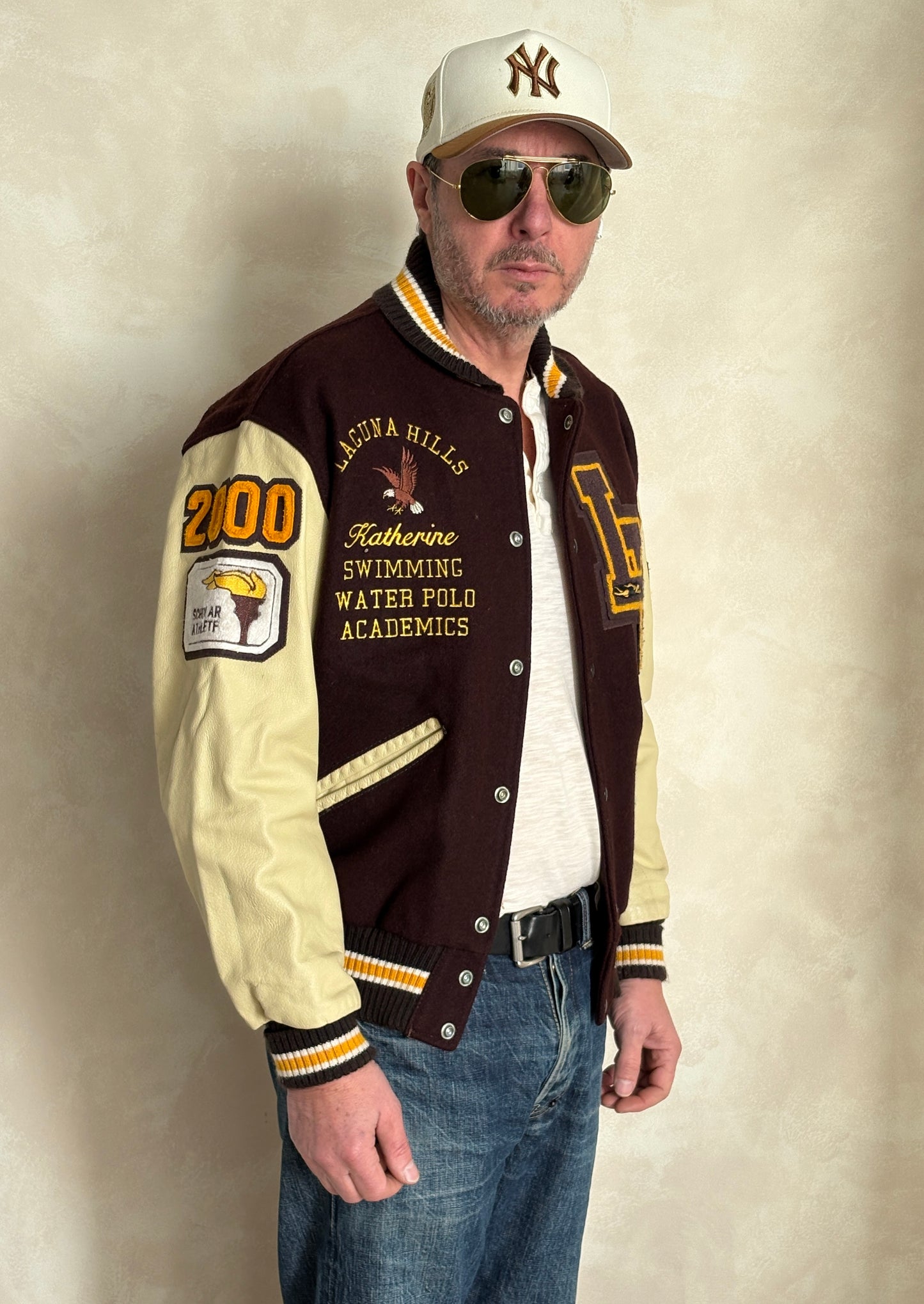 Med. Vintage College Varsity Jacket – Laguna Hills Water Polo Academic . Made in USA-AJ357 Studio-AJ357 Studio