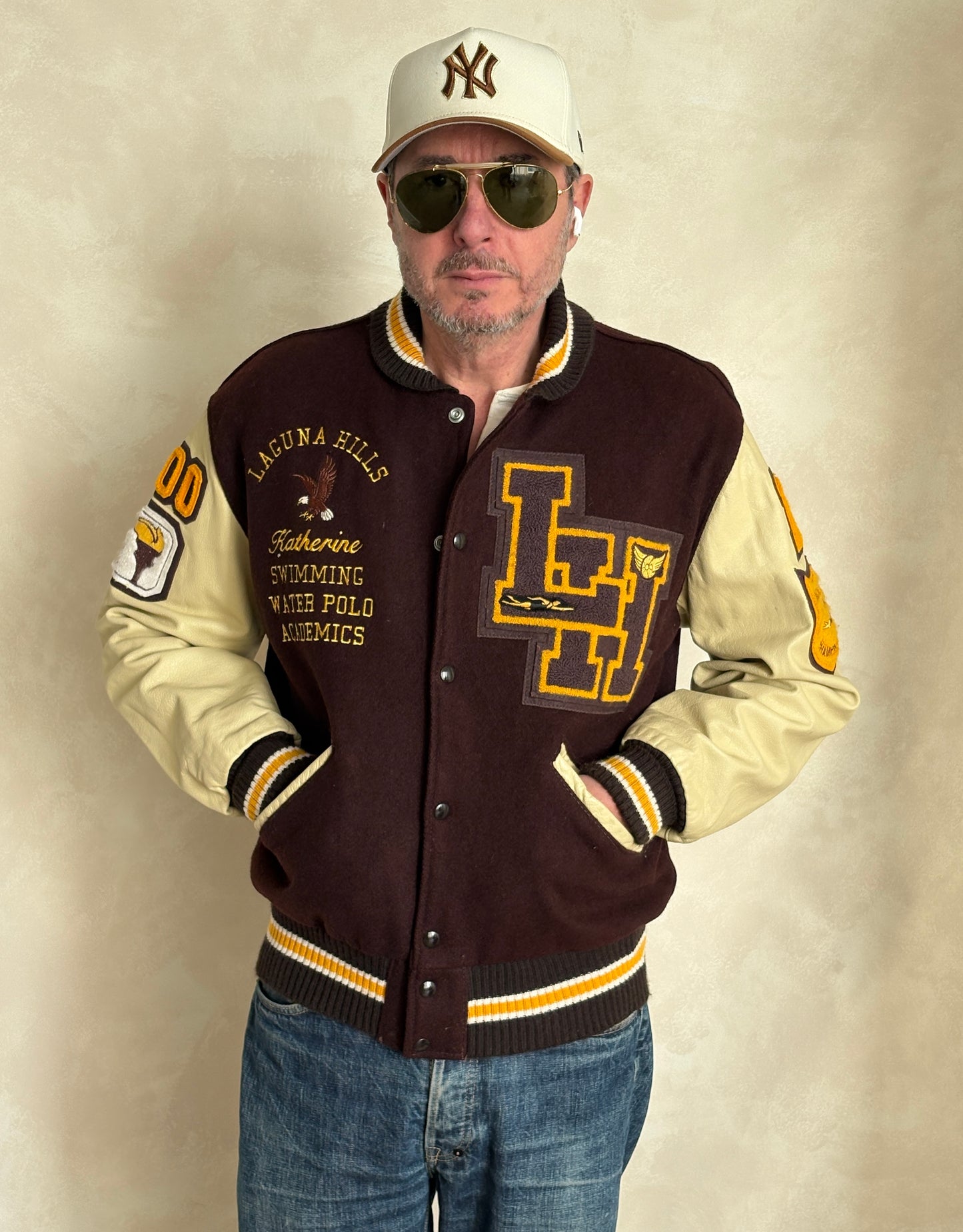 Med. Vintage College Varsity Jacket – Laguna Hills Water Polo Academic . Made in USA-AJ357 Studio-AJ357 Studio