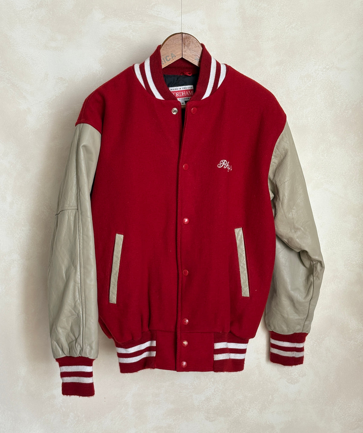 Size Med. Authentic Vintage Varsity Jacket – Wool & Leather Made in USA-AJ357 Studio