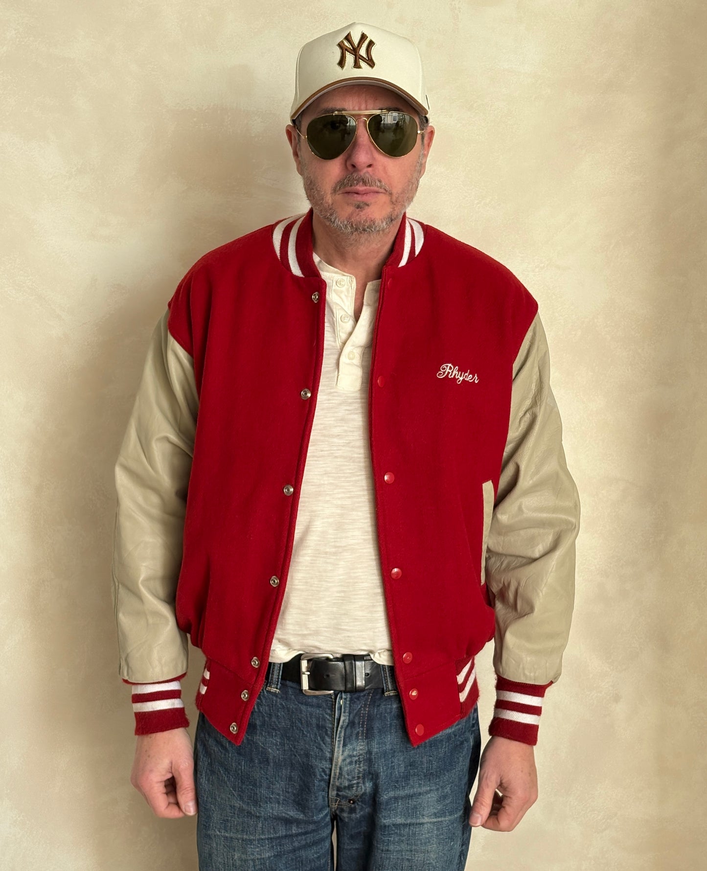 Size Med. Authentic Vintage Varsity Jacket – Wool & Leather Made in USA-AJ357 Studio-AJ357 Studio