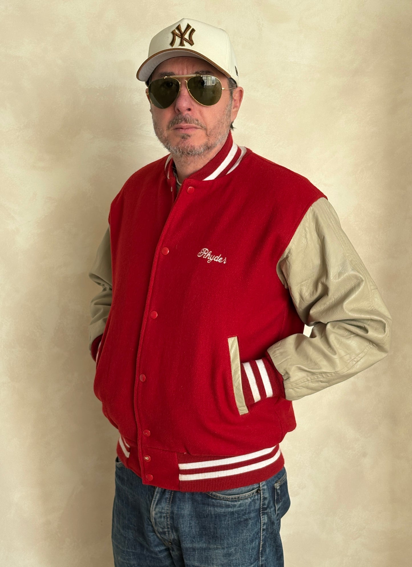 Size Med. Authentic Vintage Varsity Jacket – Wool & Leather Made in USA-AJ357 Studio-AJ357 Studio